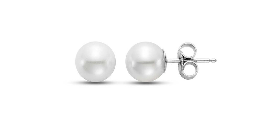 8-8.5MM Pearl Stud Earrings in 14kt White Gold