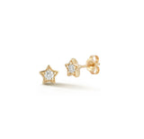 14kt Yellow Gold Diamond Star Stud Earrings
