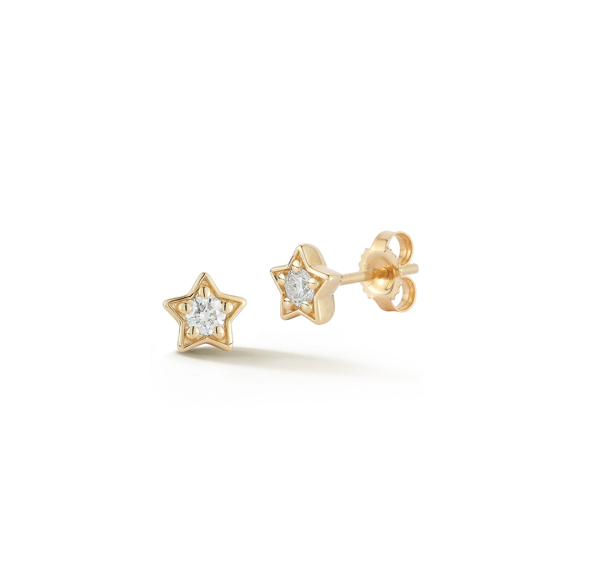 14kt Yellow Gold Diamond Star Stud Earrings