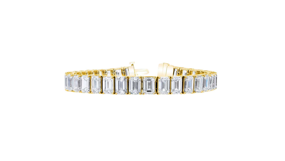 North South Emerald-Cut Diamond Bracelet in 18kt Yellow Gold