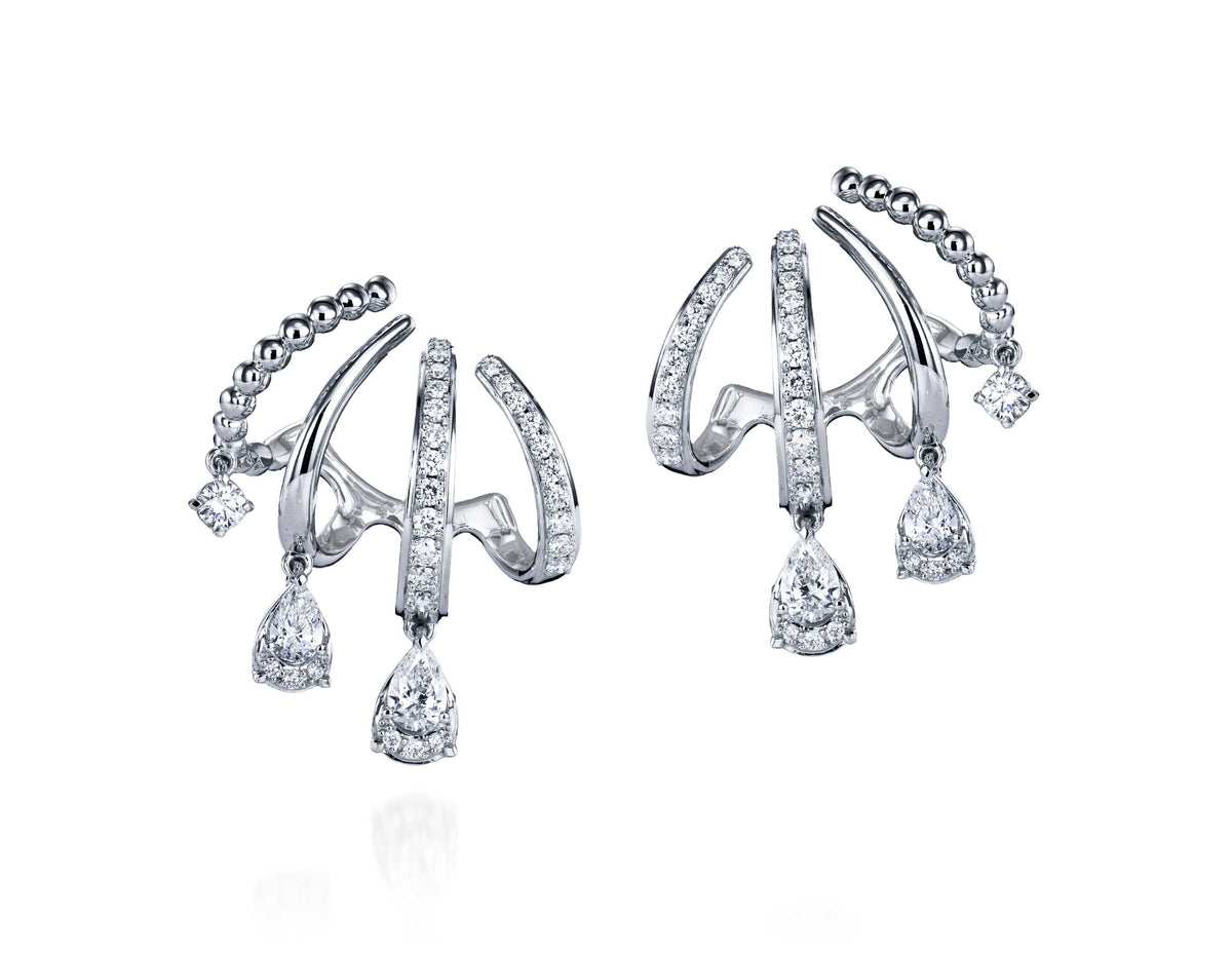 Mixed Shape Diamond Earrings in 18kt White Gold