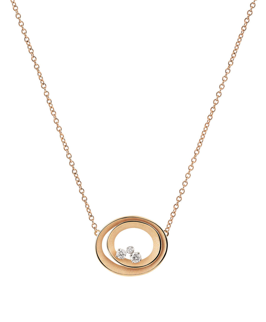 "Collier Dune" 18kt Orange Apricot Gold Diamond Solar Pendant Necklace