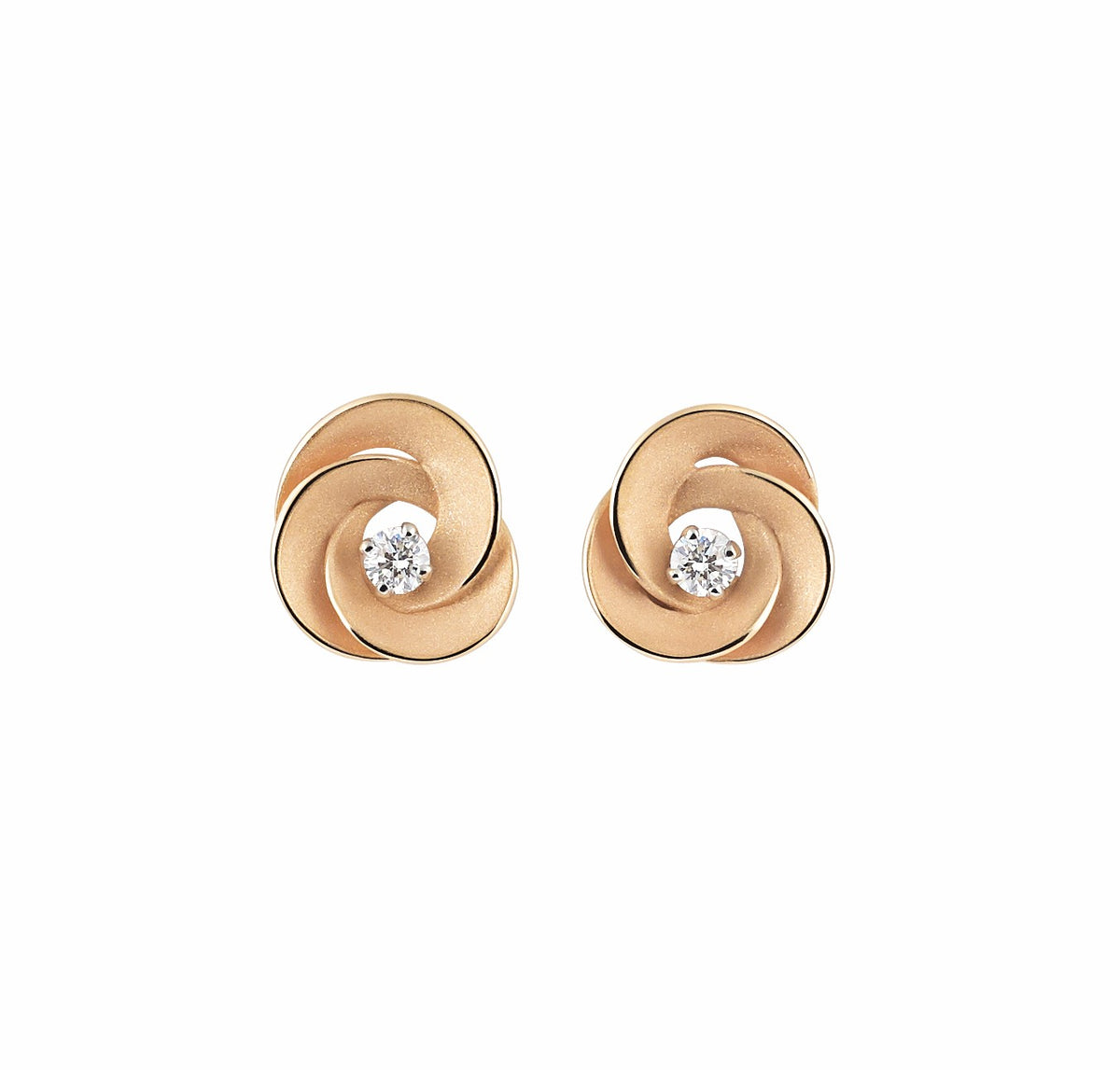 "Desert Rose" 18kt Orange Apricot Gold Diamond Stud Earrings