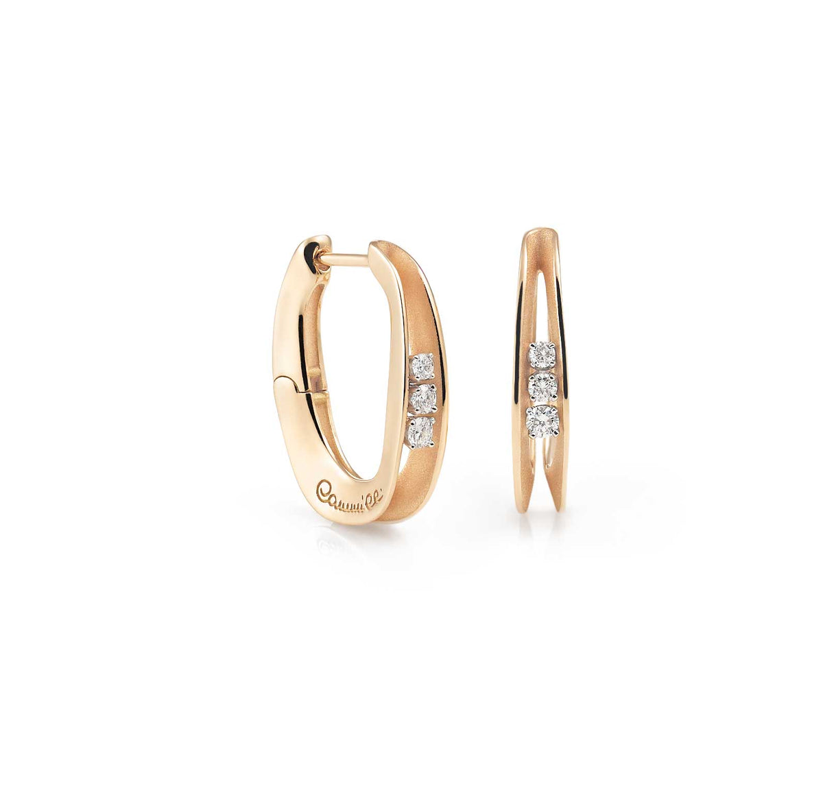 "Dune" 18kt Orange Apricot Gold Diamond Hoop Earrings