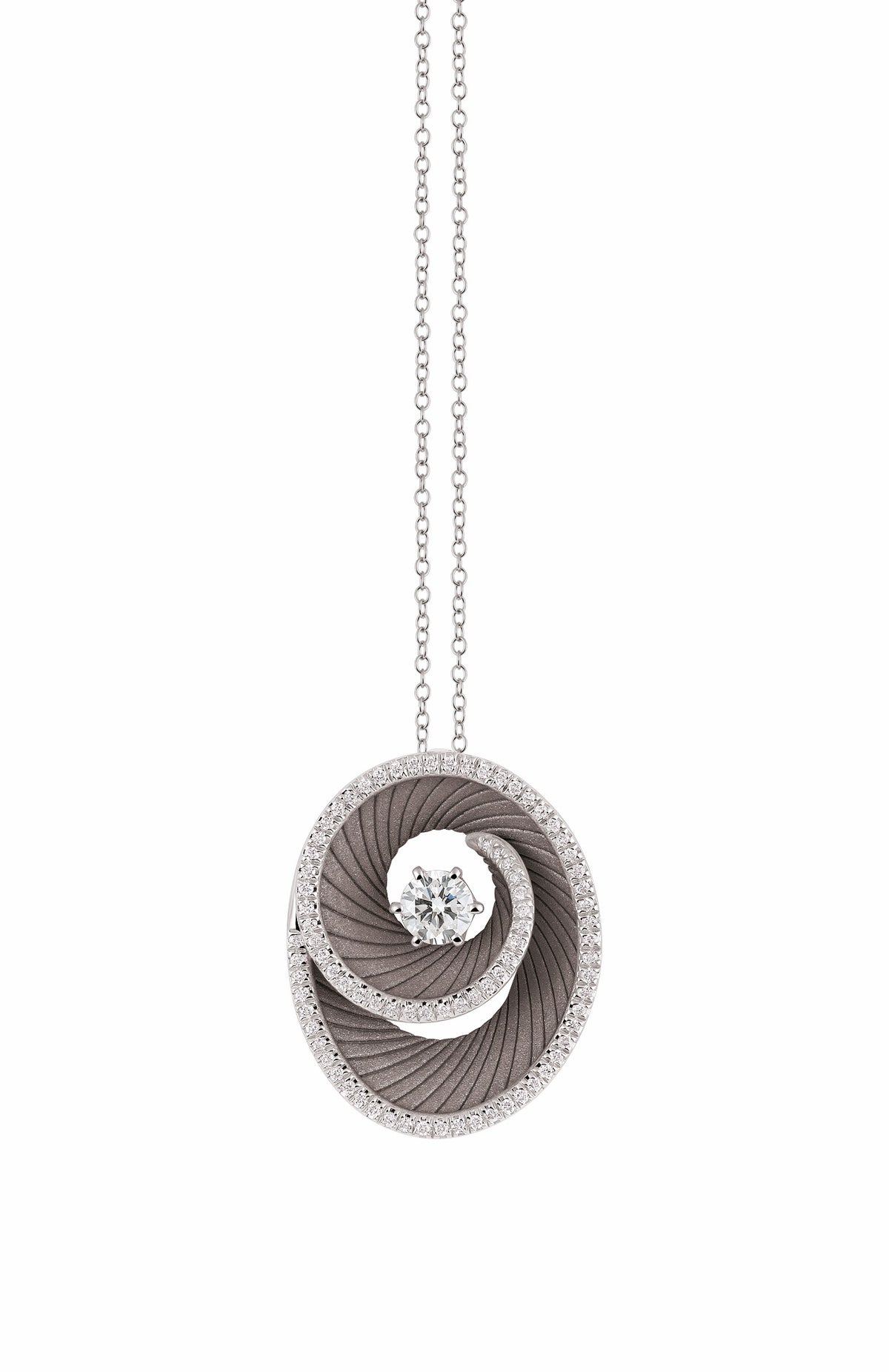“Athena” 18kt Black Lava Gold Diamond Pendant Necklace