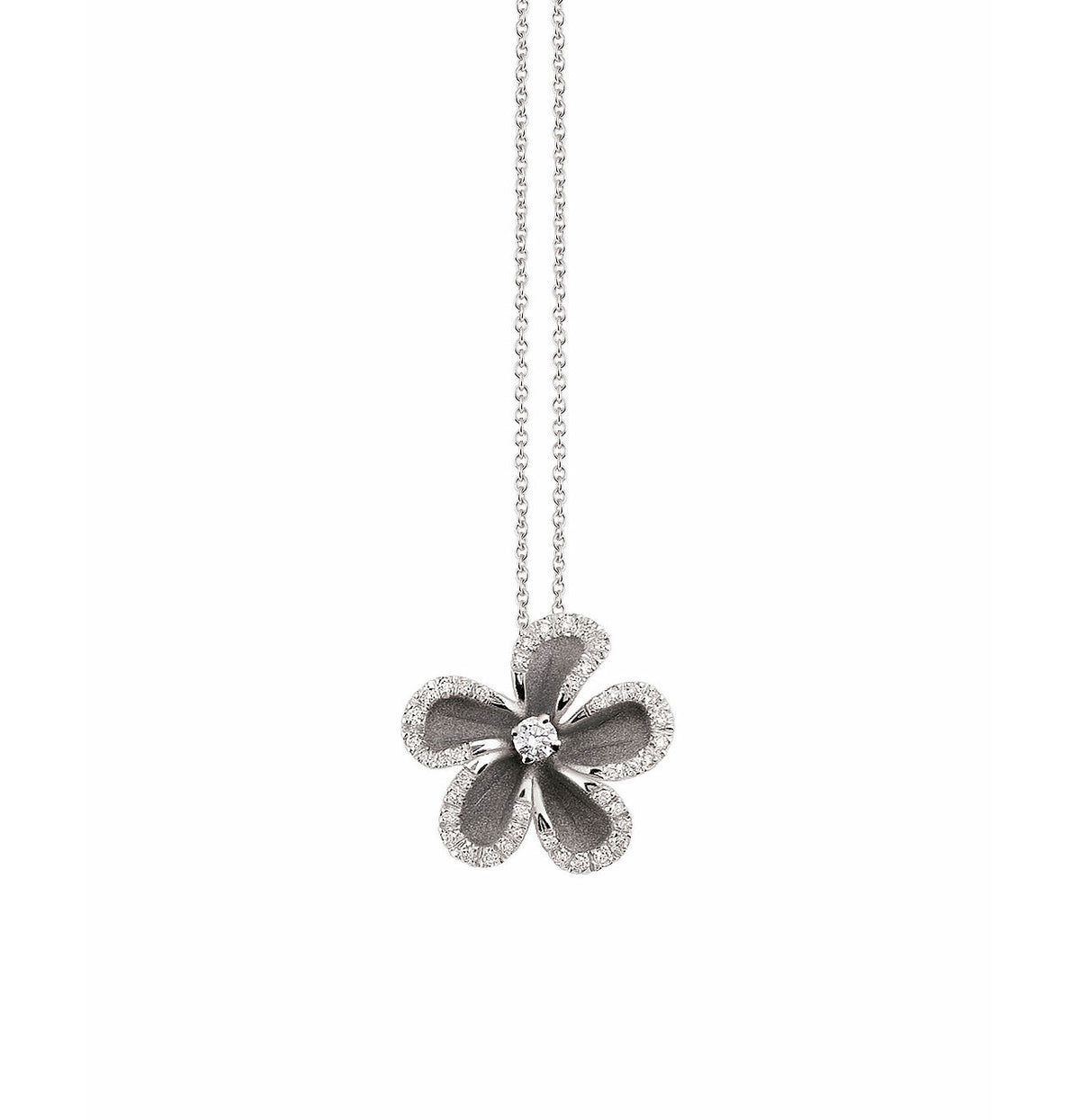 “Cherry Bloom” 18kt Gold Diamond Pendant Necklace