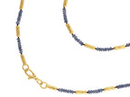 "Vertigo" 24kt Gold Sapphire Beaded Necklace, Thin Gold Tubes