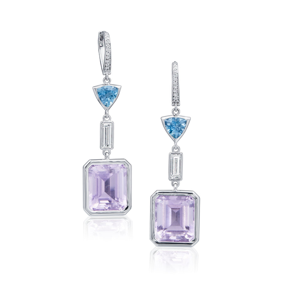 Amethyst and Aquamarine One of A Kind Earrings