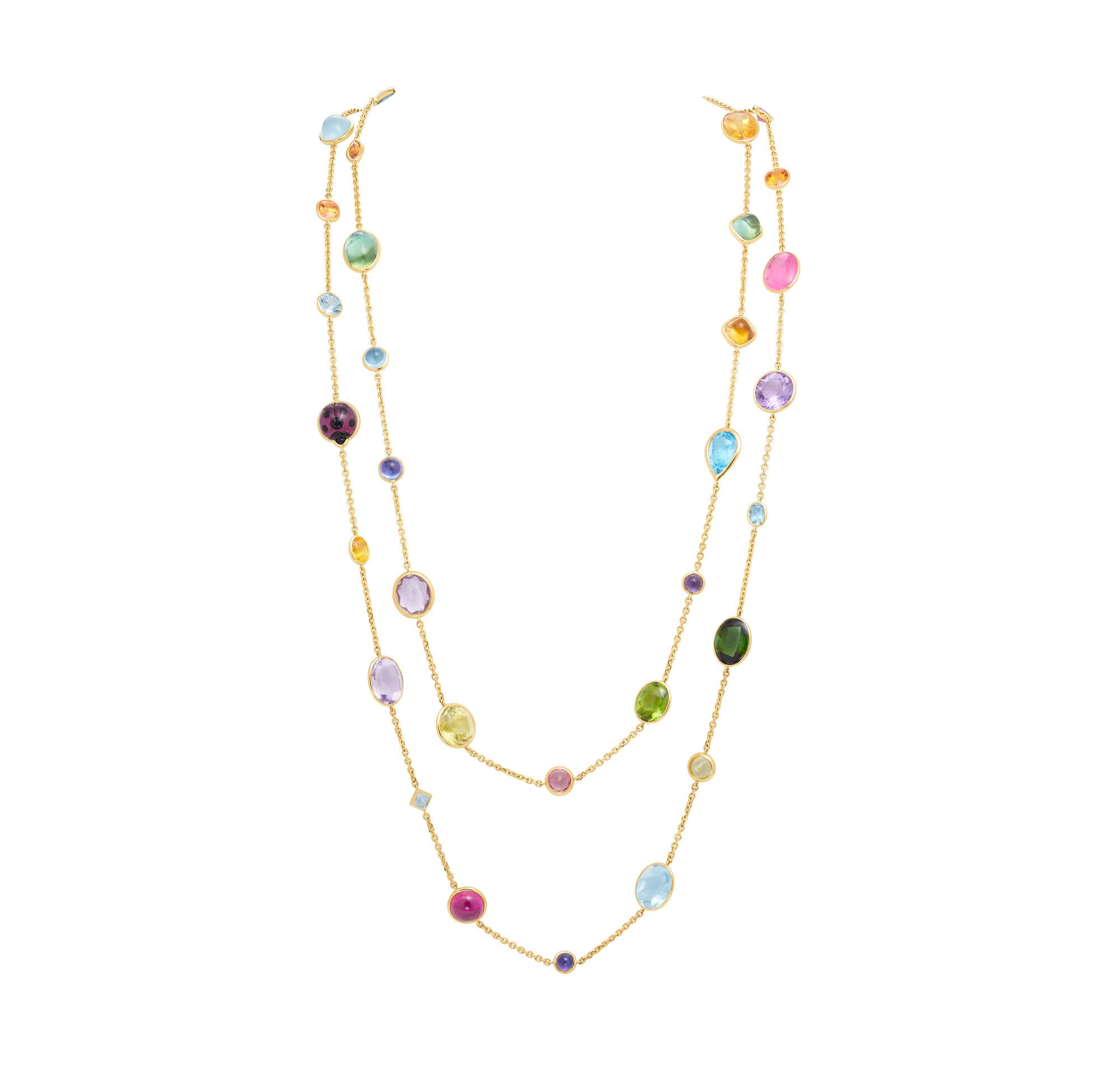 One-of-a-Kind Multicolor Gemstone Sautoir Necklace