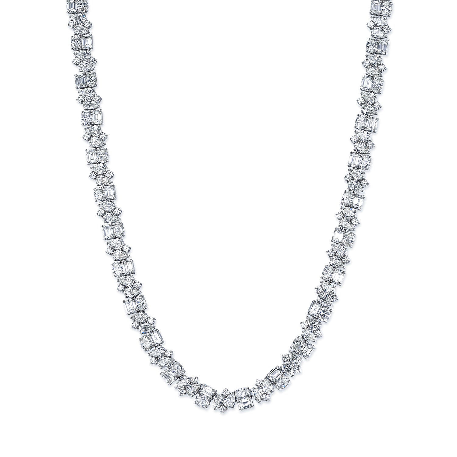 Multi-Shape Diamond Necklace in Platinum
