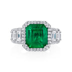 Colombian Emerald & Diamond Platinum Ring
