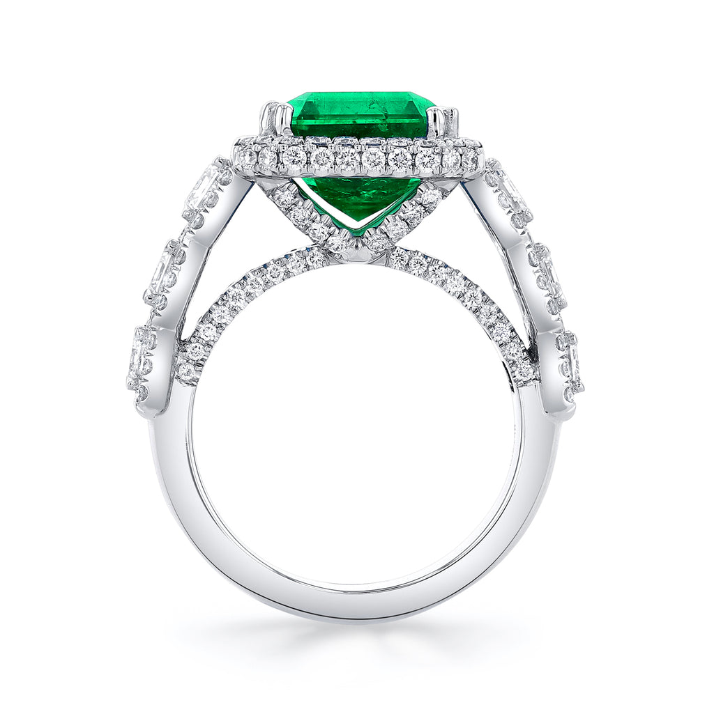 Colombian Emerald & Diamond Platinum Ring