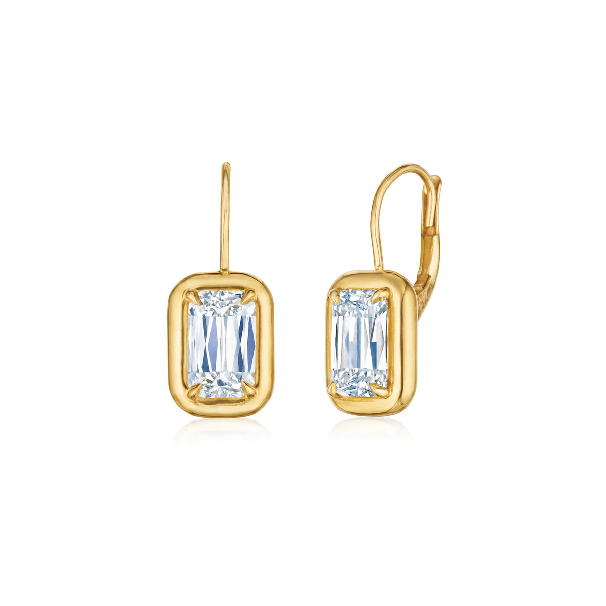 ASHOKA® Diamond Bezel Drop Earrings in 18kt Gold