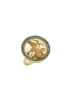 Vintage Essex Crystal & Diamond Goddess Ring in 18kt Yellow Gold