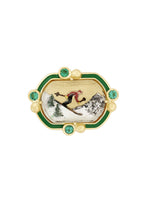 Let it Snow Emerald Ring in 18kt Yellow Gold