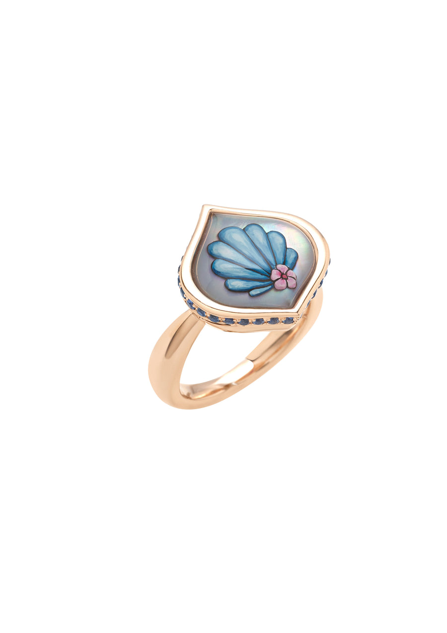 Shell Sea Sapphire Ring in 18kt Rose Gold