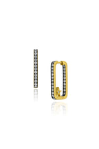 Long Rectangular Hoop Earrings with Star - Grey Diamond