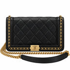Chanel Black Caviar Chain Around Boy Wallet on Chain