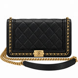 Chanel Black Caviar Chain Around Boy Wallet on Chain