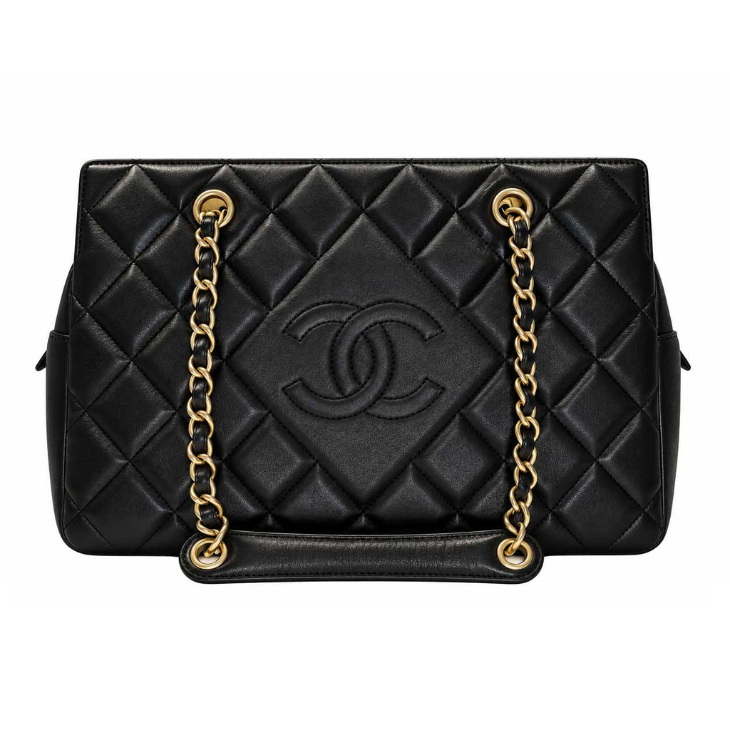 Chanel Black Lambskin Tote, Series 19, Seal/Card