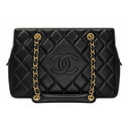 Chanel Black Lambskin Tote, Series 19, Seal/Card