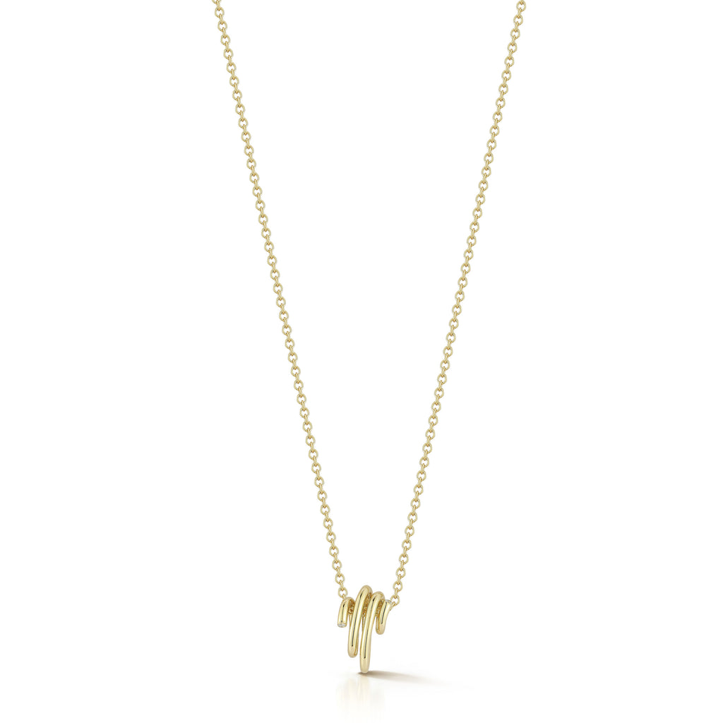"Thoby" 18kt Yellow Gold Small Diamond Spiral Necklace