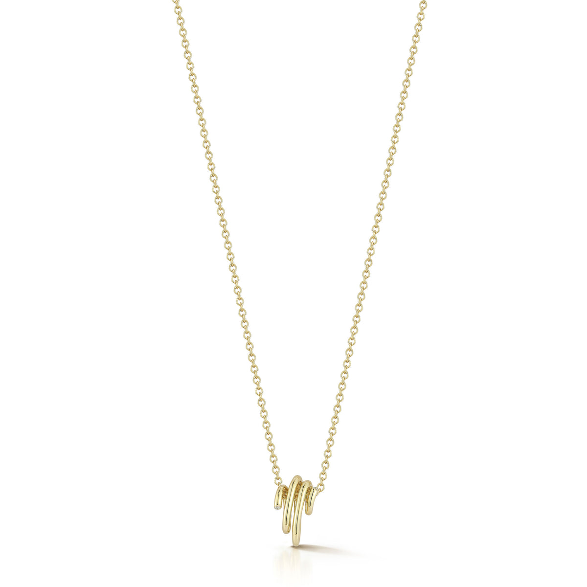 "Thoby" 18kt Yellow Gold Small Diamond Spiral Necklace