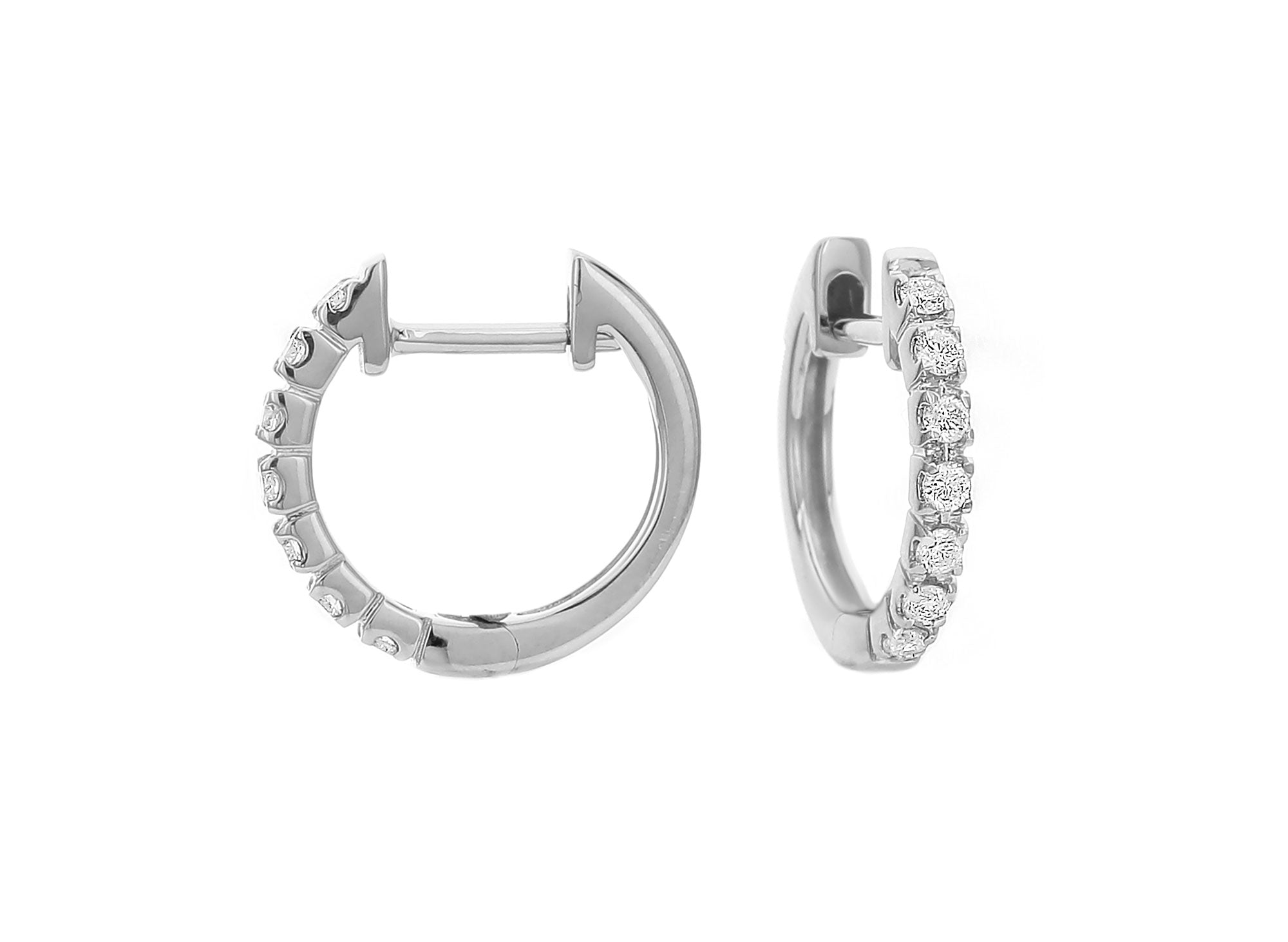 18kt White Gold Diamond Huggie Earrings