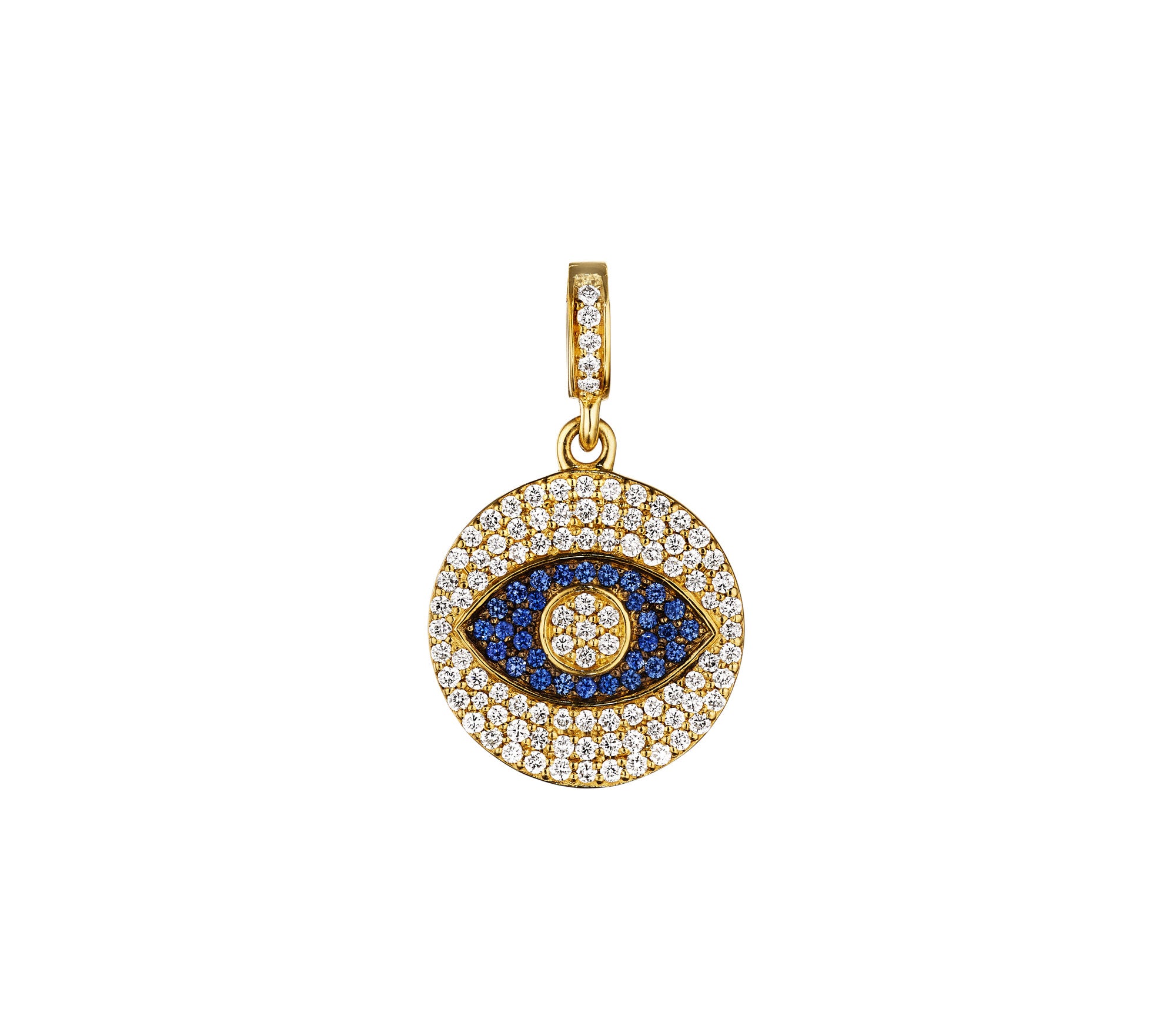 "Evil Eye" 18kt Yellow Gold Sapphire & Diamond Medallion