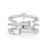 Three Band Asscher Diamond Ring in 18kt White Gold