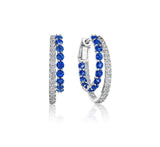 Blue Sapphire & Diamond Double Hoop Earrings