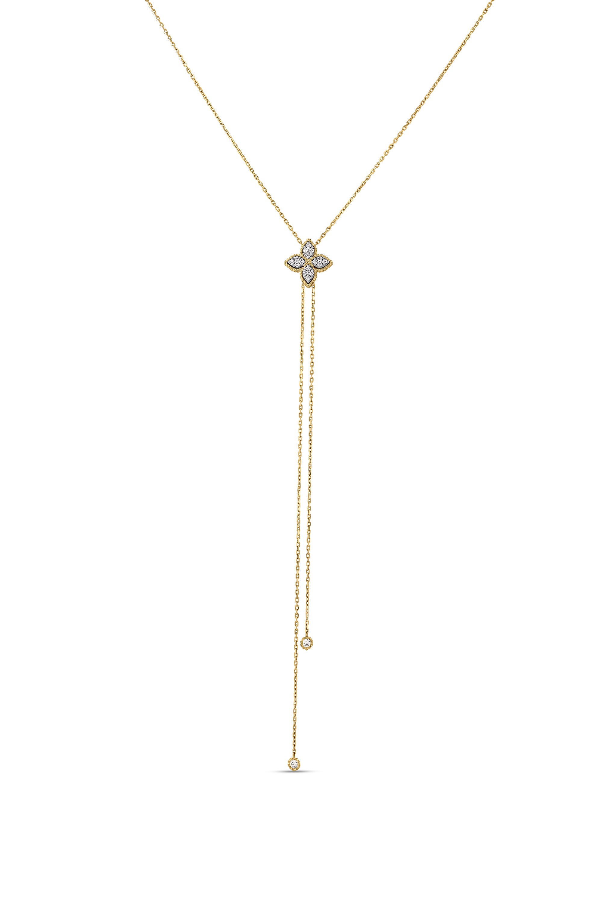 Princess Flower Pavé Diamond Lariat Necklace