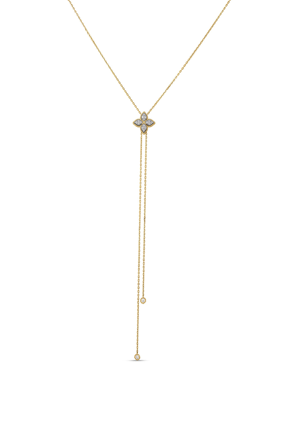 Princess Flower Pavé Diamond Lariat Necklace