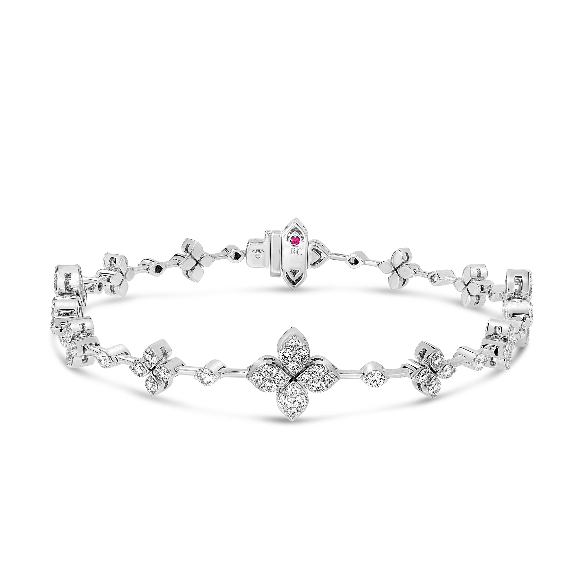 "Love In Verona" 18kt White Gold Diamond Flower Bracelet