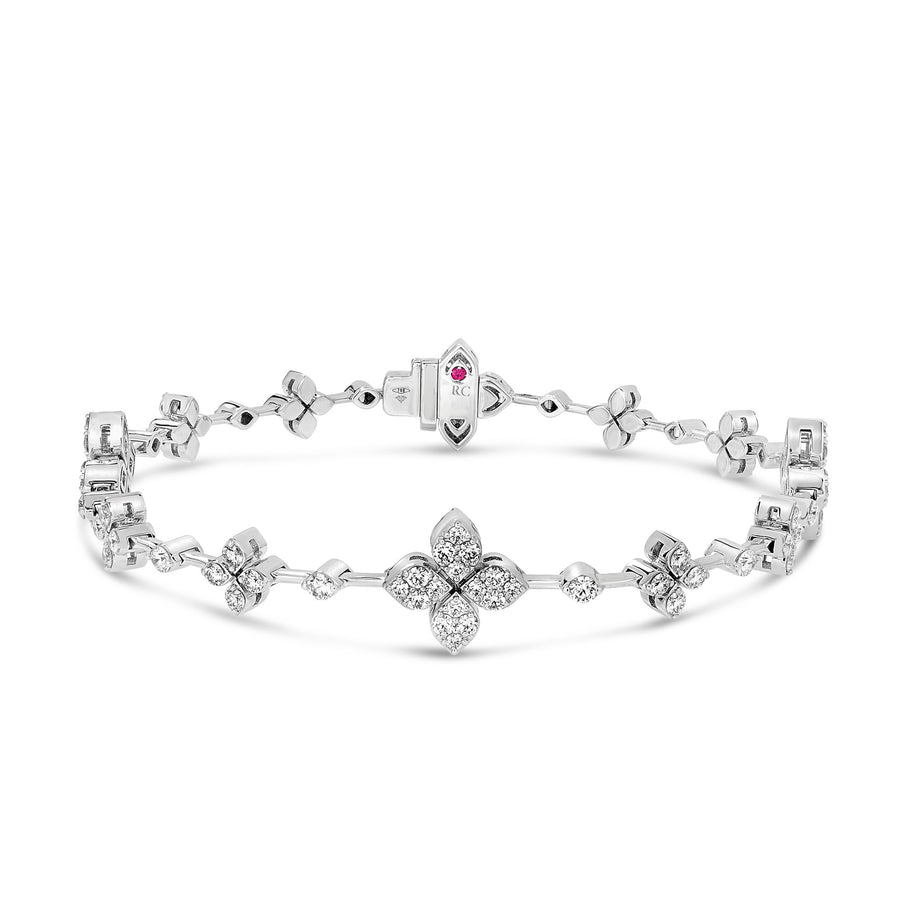 "Love In Verona" 18kt White Gold Diamond Flower Bracelet