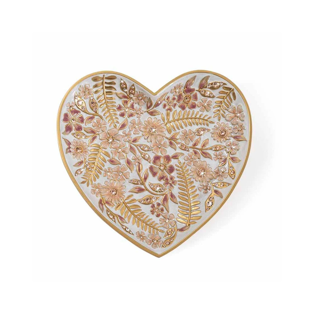 Aria Floral Heart Trinket Tray - Pink
