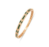 Shield Slim Bracelet - Green Mother of Pearl Enamel in 18kt Rose Gold