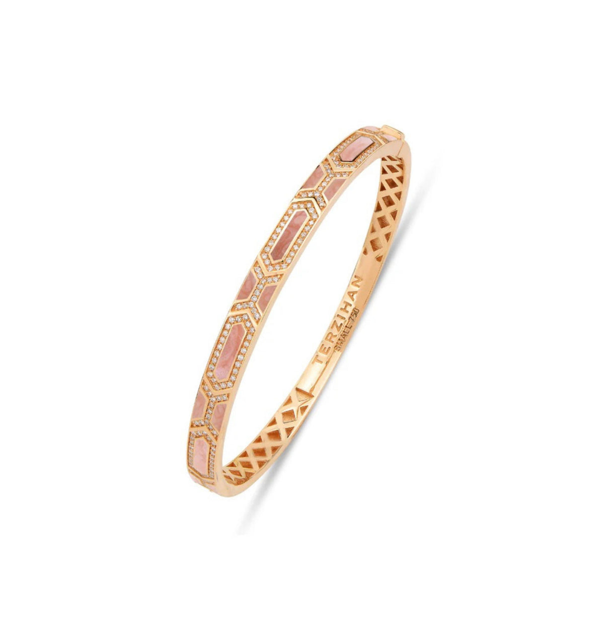 Diamond Shield Slim Bangle Bracelet in 18kt Rose Gold