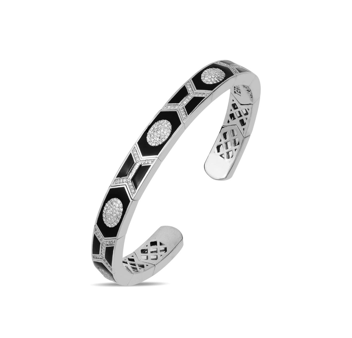 Diamond Shield Bangle Bracelet in 18kt White Gold
