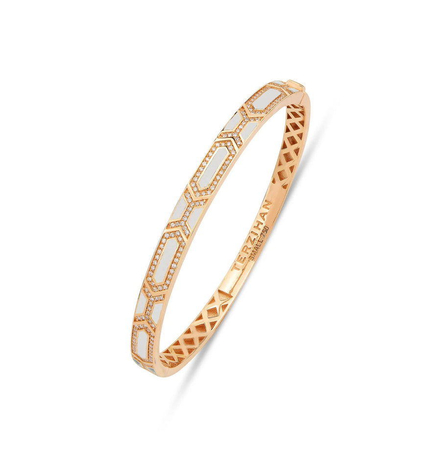 Diamond Shield Slim Bangle Bracelet in 18kt Rose Gold