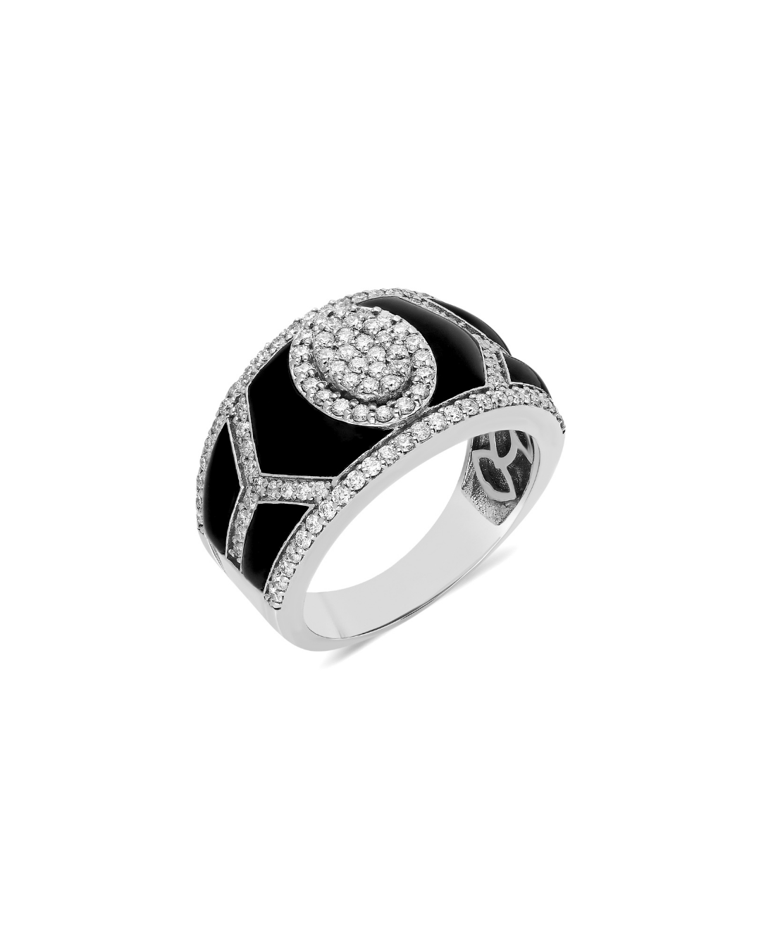 Diamond Shield Ring in 18kt White Gold