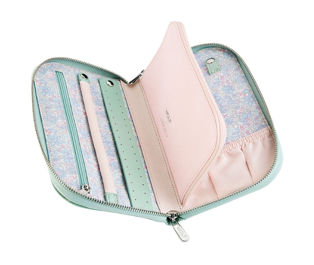 X LIBERTY Julia Interior Print Travel Jewelry Portfolio - Sage Green