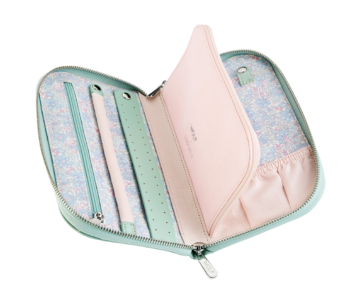 X LIBERTY Julia Interior Print Travel Jewelry Portfolio - Sage Green