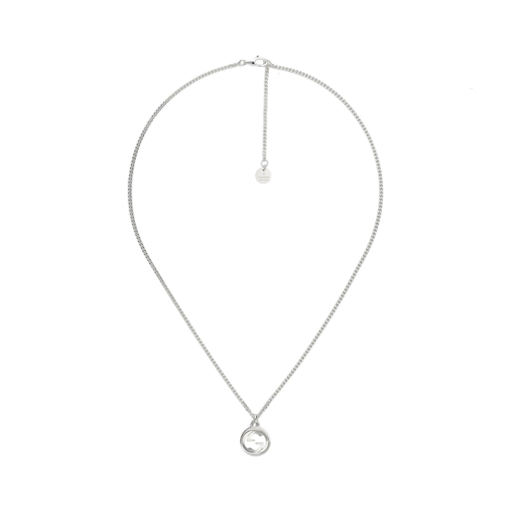 "Interlocking G" Gourmette Sterling Silver Pendant Necklace