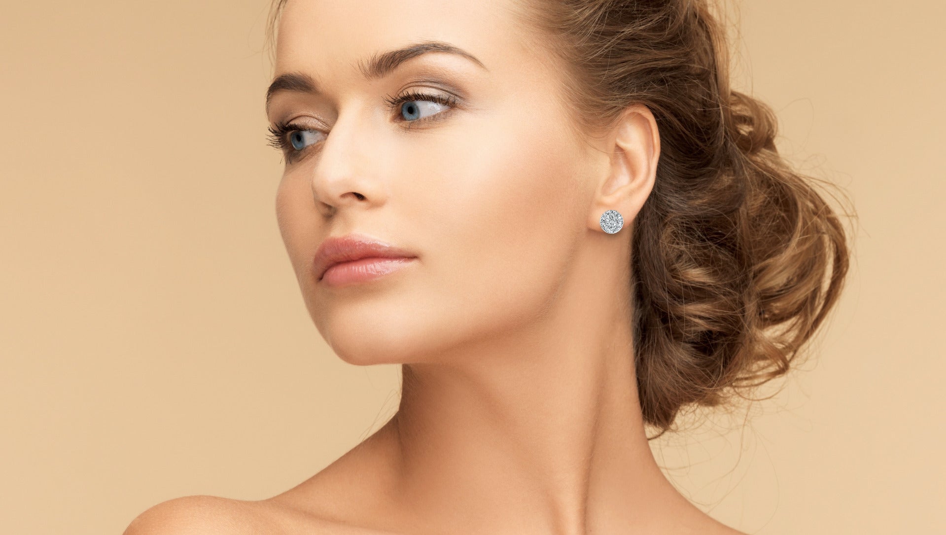 "Affair" Infinity Micro Diamond 14kt Yellow Gold Stud Earrings