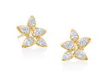 A Link 18kt Yellow Gold Diamond Flower Stud Earrings