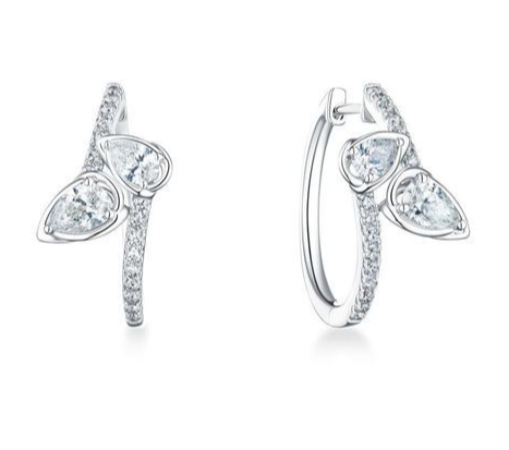 A Link 18kt White Gold Diamond Hoop Earrings