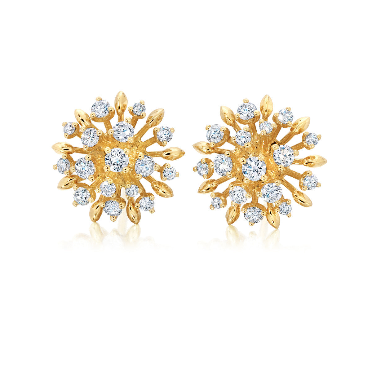 Graziela Gems Diamond Lily Stud Earrings in 18kt Yellow Gold