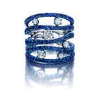 Graziela Gems Blue Sapphire & Diamond Rio Cage Ring in 18kt White Gold