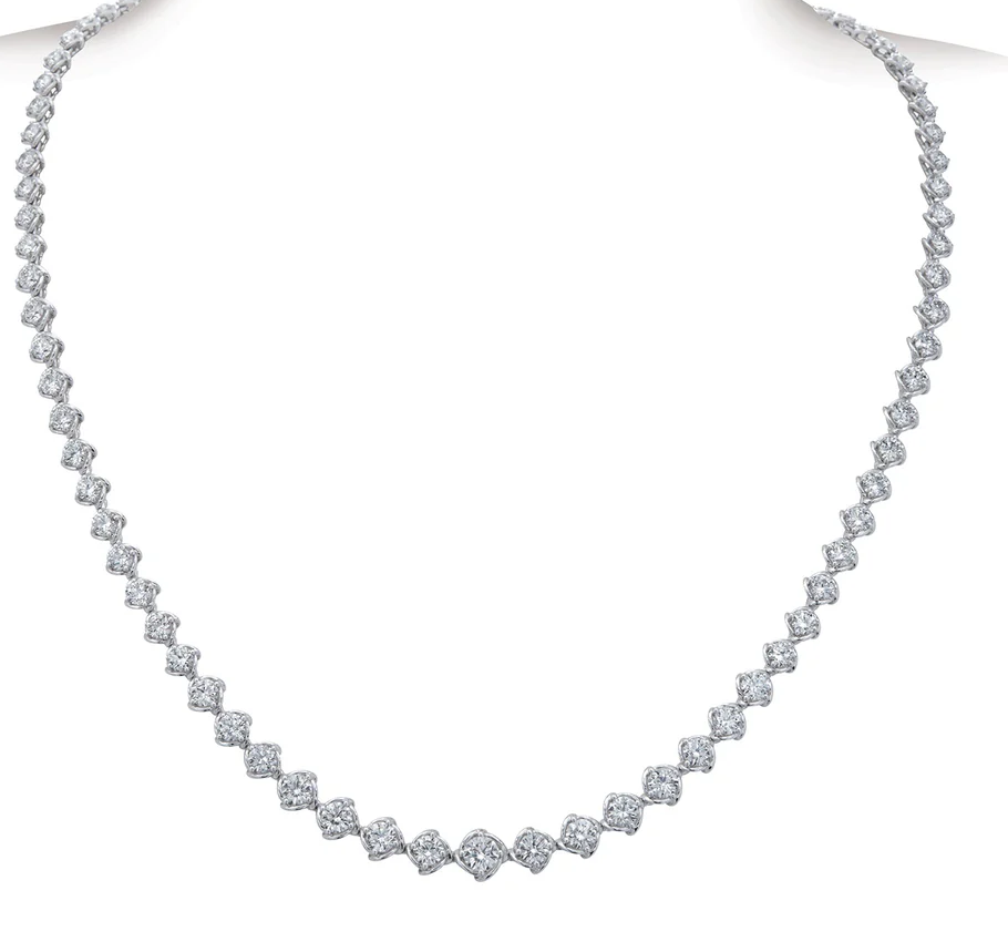 A Link 18kt White Gold Diamond Tennis Necklace